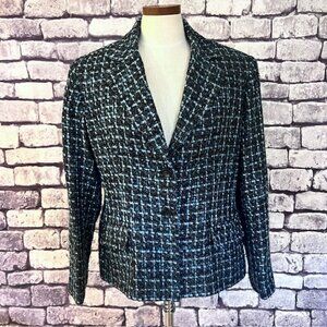 Jones Wear Blue & Black Fully Lined Long Sleeve Jacket Size 14